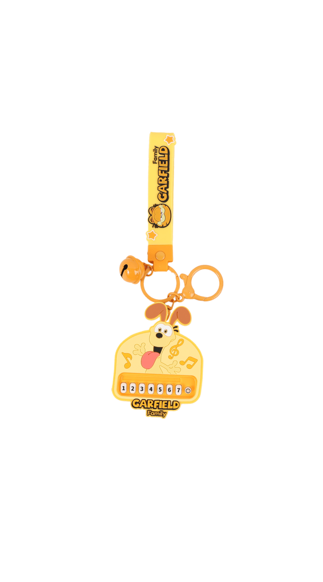 Garfield musical keychain with keyring and character keyboard charm