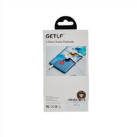 GETLF 3.5mm audio earbuds packaging with back label and icons