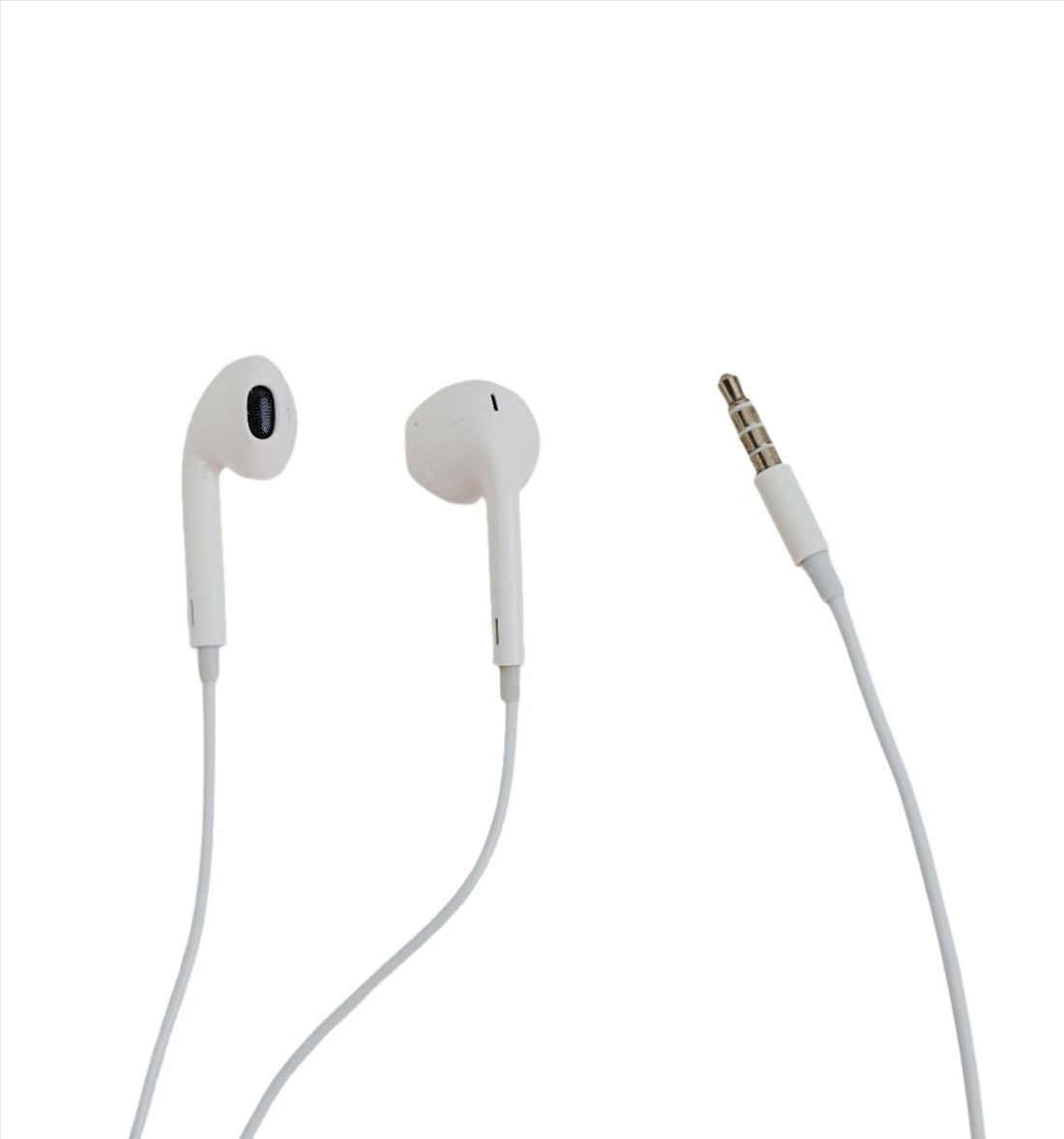 White 3.5mm audio earbuds with in-ear tips and cable