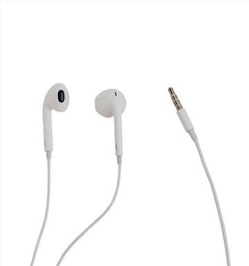 White 3.5mm audio earbuds with in-ear tips and cable