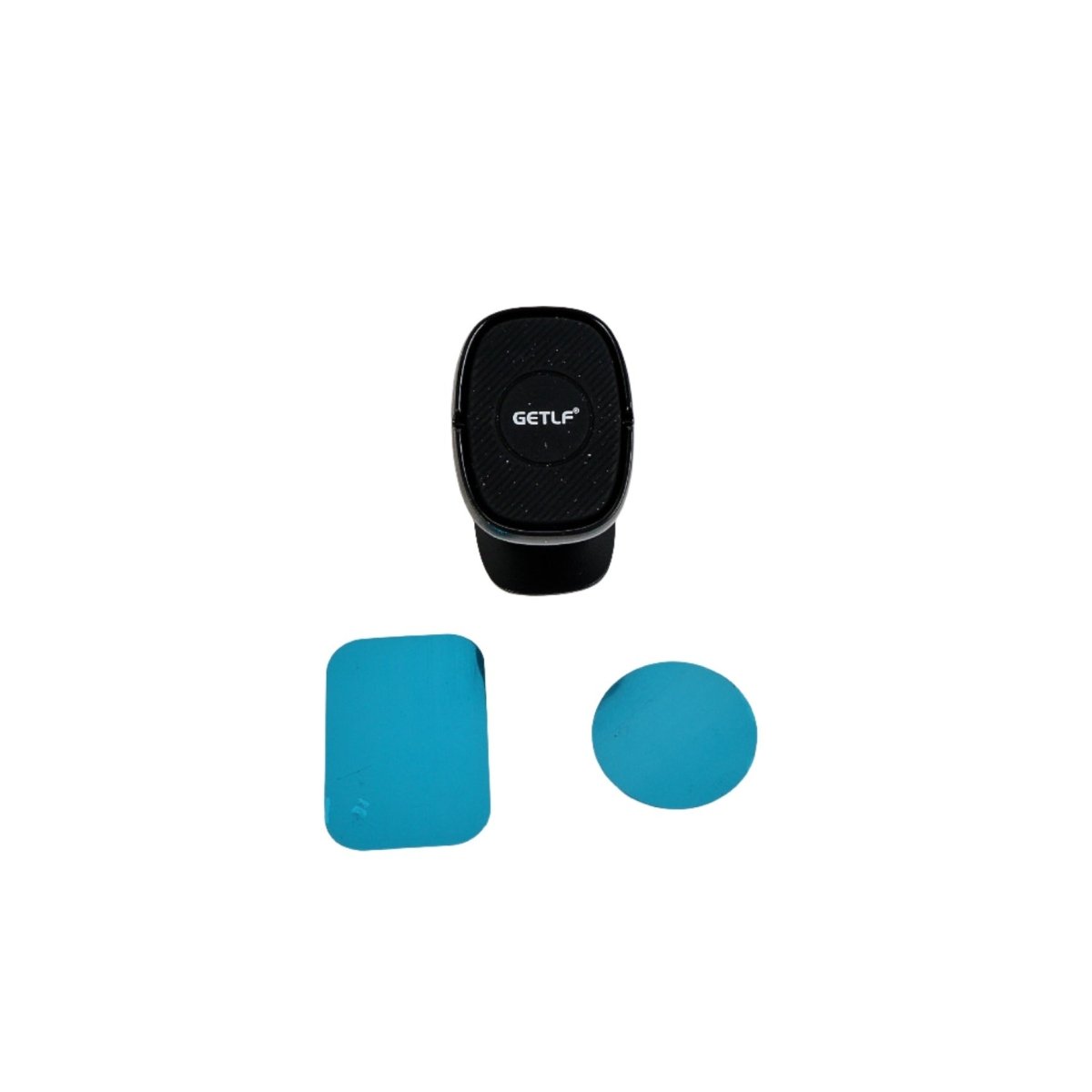 Getlf magnetic car phone mount with two blue magnetic pads and black holder