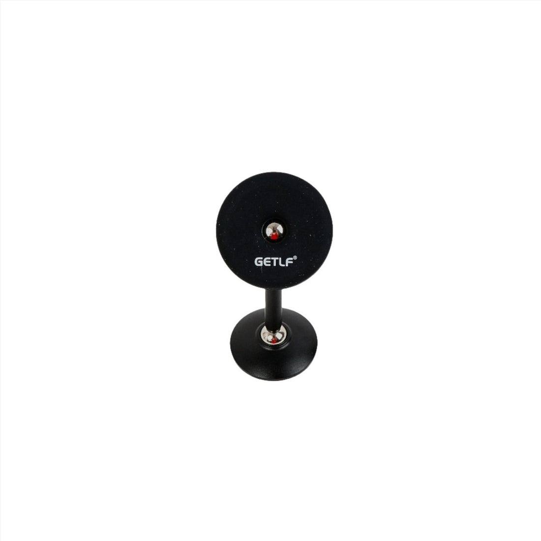 Magnetic car phone mount with circular suction base and black disk head