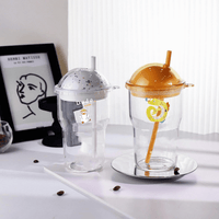 Glass Coffee Cup with Lid & Straw - MIDI