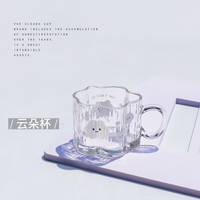 Clear glass mug with bear face print, clear body and loop handle