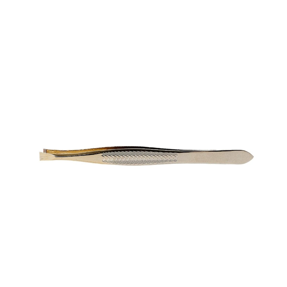 Gold precision eyebrow tweezers with slanted, fine tips