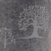 Grey felt laundry basket fabric with embossed tree motif