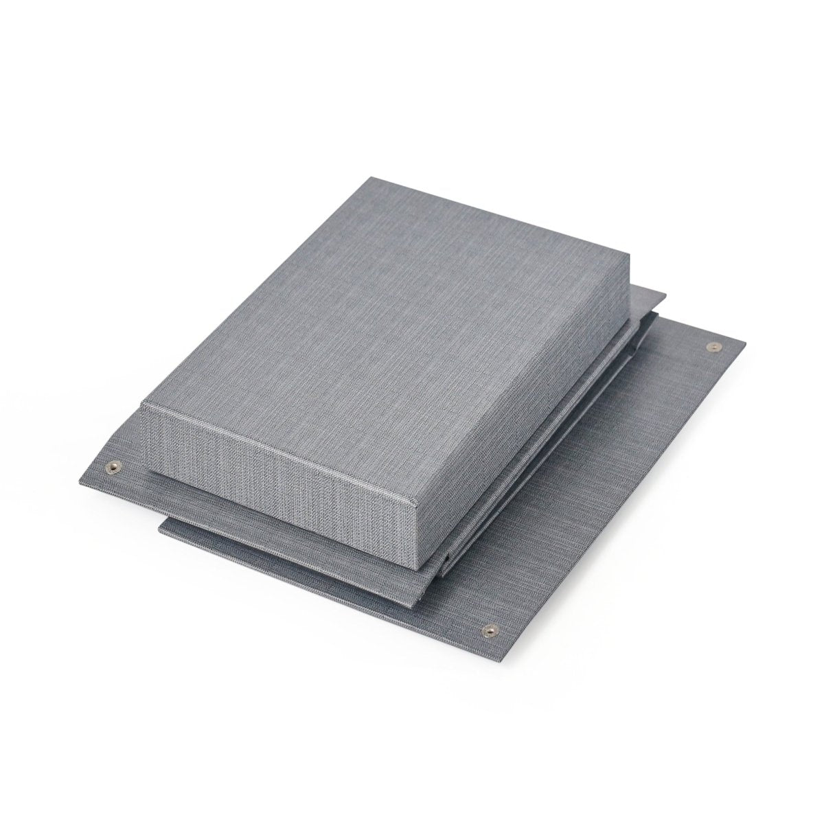 Grey Storage Box with Leather Handle - MIDI