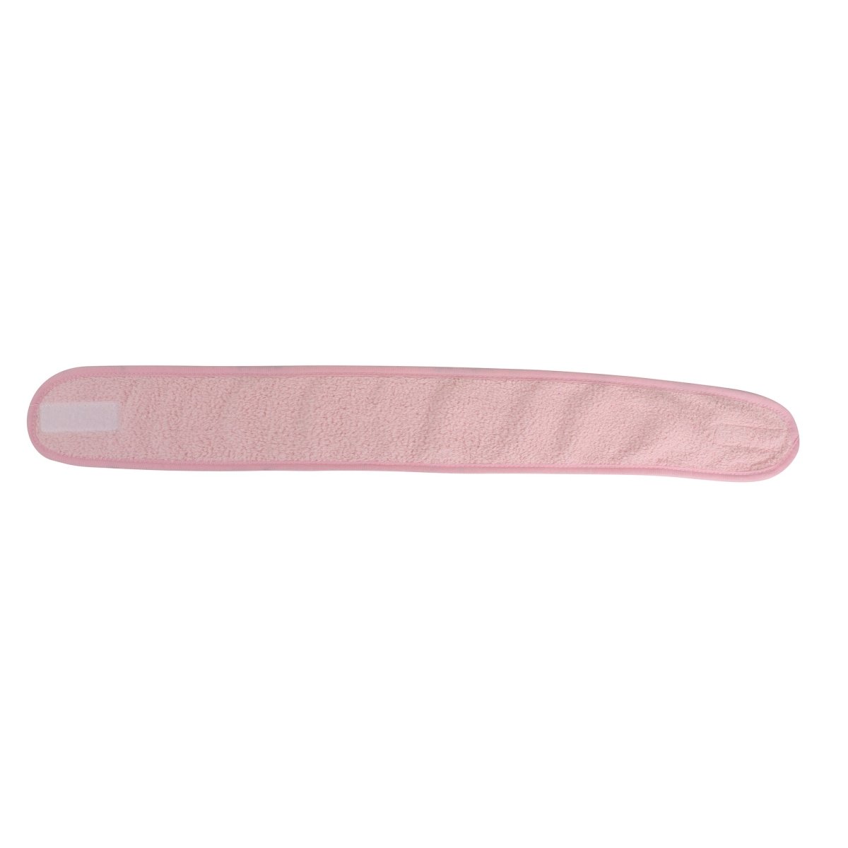 Light pink coral fleece hair headband, flat side view