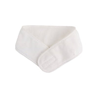 White coral fleece hair headband, wraparound knot-front design