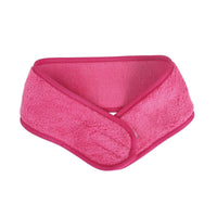 Coral fleece hair headband in rose pink, wraparound knot-front design