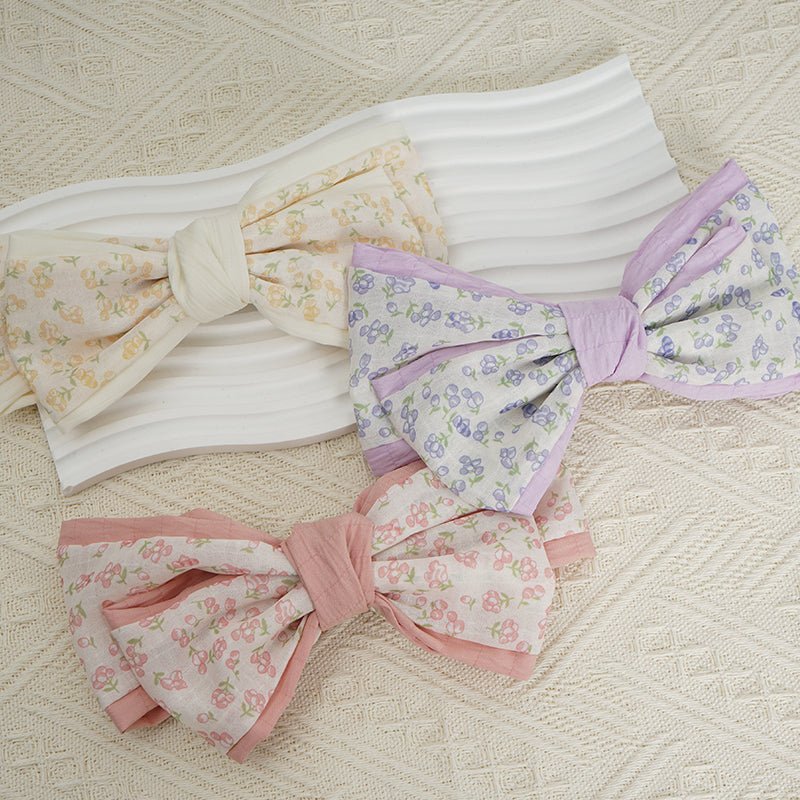 Green Floral Pattern Bow Hair Clip 5