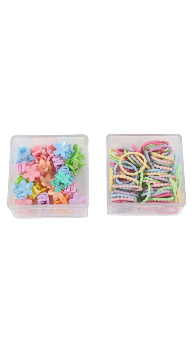 Pack of 3 Colorful Hair Clip & Ponytail Holder Sets