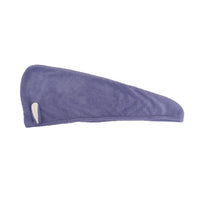 Hair-drying cap towel, purple long wrap with two loop openings