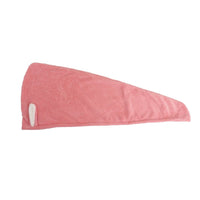 Hair-drying cap towel, pink long wrap with one loop opening