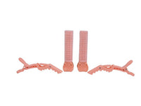 Hair rollers and clips set: two tall pink rollers with matching side clips