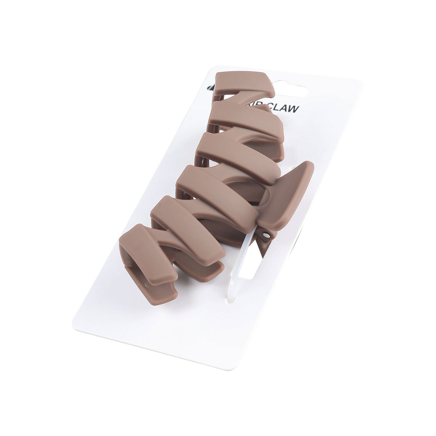 Hairclaw hair claw clip, taupe/beige, angled view with large top hinge