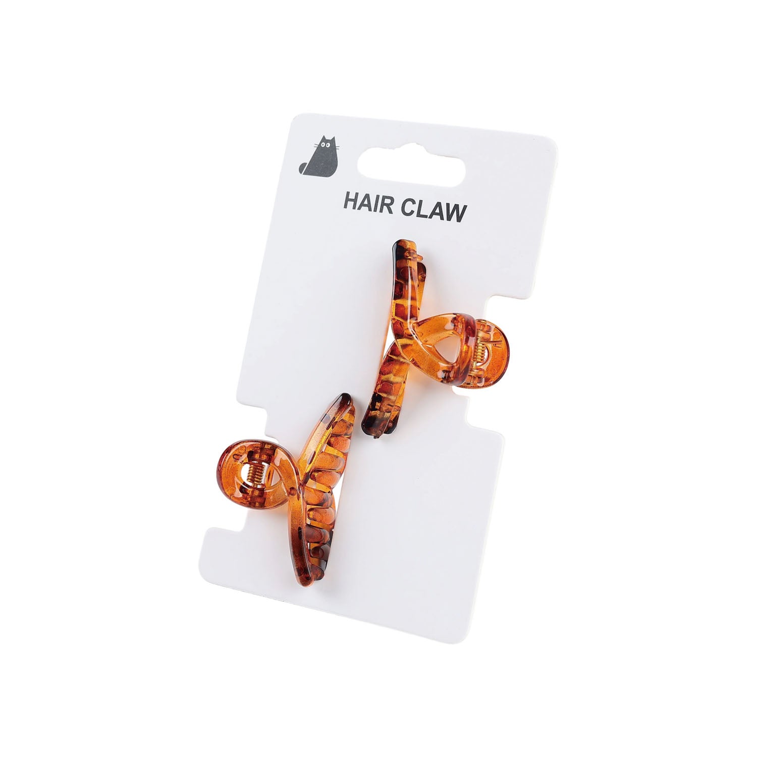 Hair claw clips set of 2, amber tortoiseshell clips on retail card