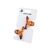 Hair claw clips set of 2, amber tortoiseshell clips on retail card