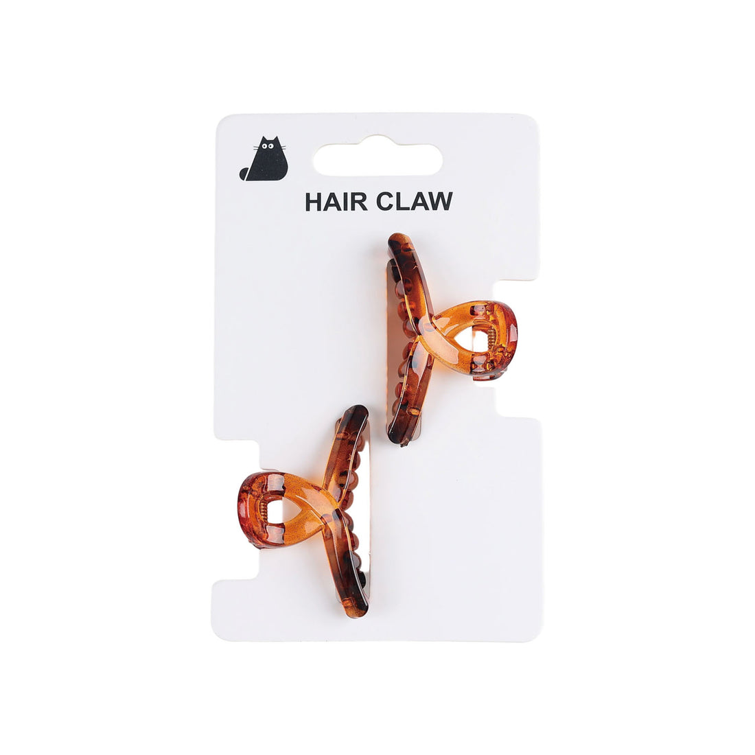 Hair claw clips set of 2, amber tortoiseshell style on display card