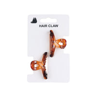 Hair claw clips set of 2, amber tortoiseshell style on display card