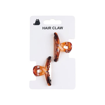 Hair claw clips set of 2, amber tortoiseshell style on display card