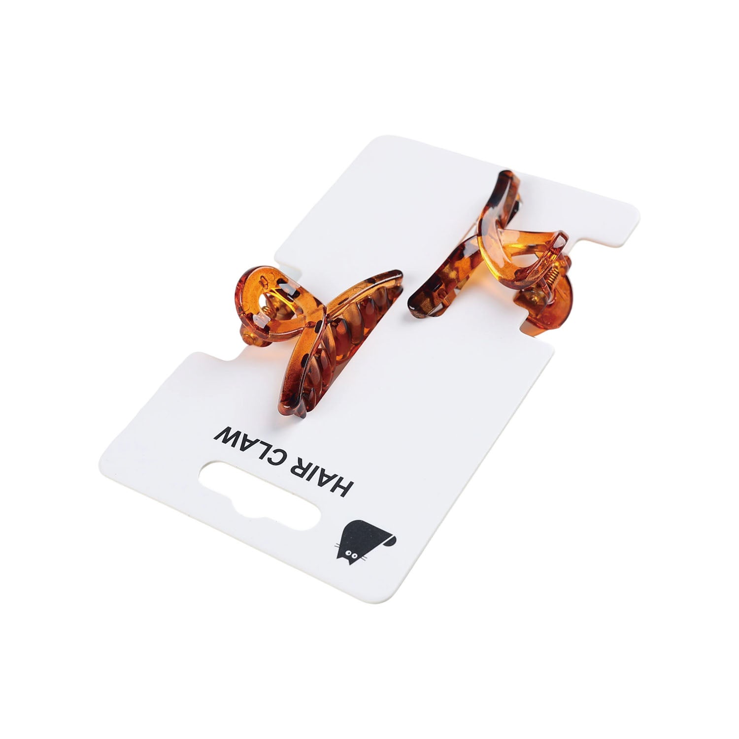 Hair claw clips, amber tortoiseshell 2-pack with backing card