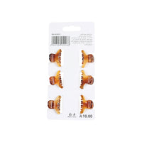 Hair claw clips set of 6, amber-brown claws on card with barcode