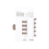 Taupe hair claw clip with prongs, back view on card backing