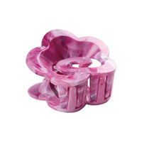 Marbled pink flower hair claw clip with grooved front teeth