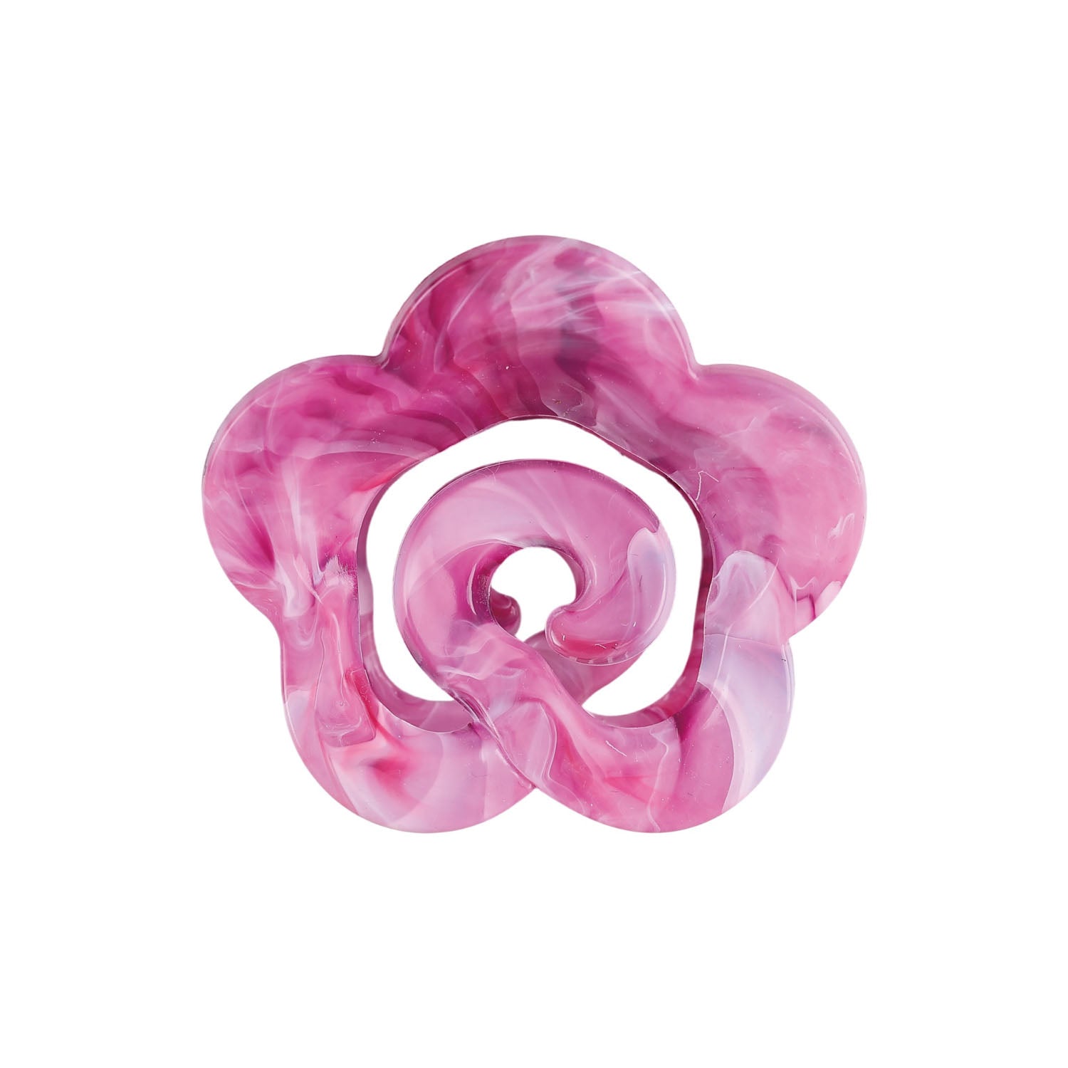 Marbled pink flower hair claw clip with circular center opening
