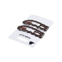 Wavy dark brown hair clips set on backing card with cutout hang hole