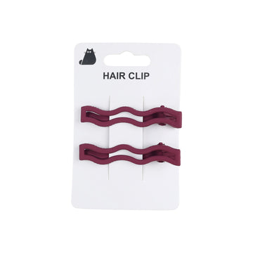 Wavy Edge Hair Clips - Burgundy Color 1