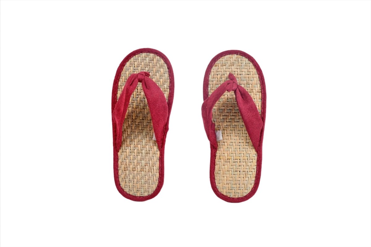 Handmade Straw Sandals - Red - MIDI