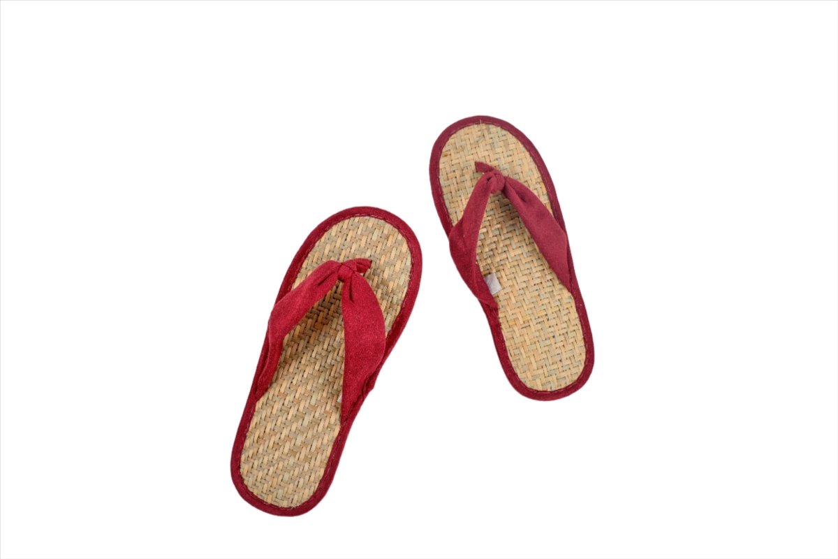 Handmade Straw Sandals - Red - MIDI