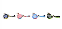 Dog cartoon keychain assortment with round glitter charms in blue, pink, black colors