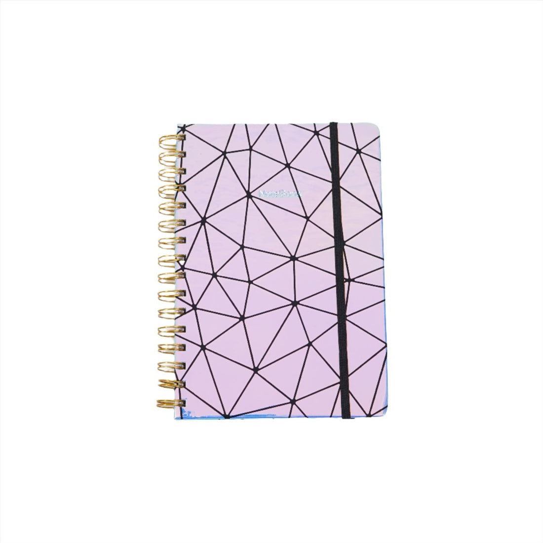 Holographic geometric notebook, purple cover with black geometric lines