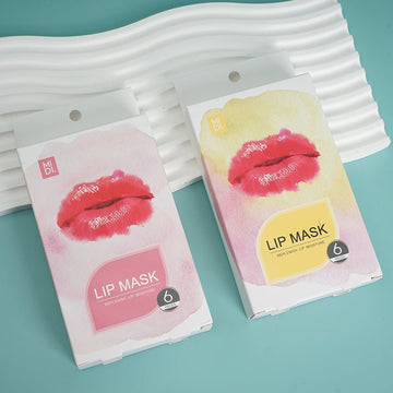Hydrating lip mask packets with red lip graphic, sealed, lip mask 6-count box