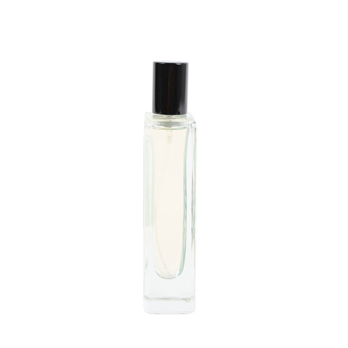Clear women’s perfume bottle with black spray cap, 25 ml