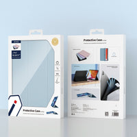 Protective case retail box for iPad 10.9/11, showing case angles and icons