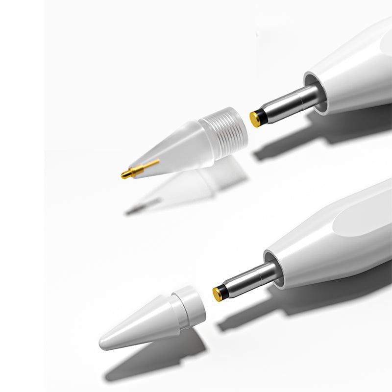 White stylus pencil tips shown with metal connector end
