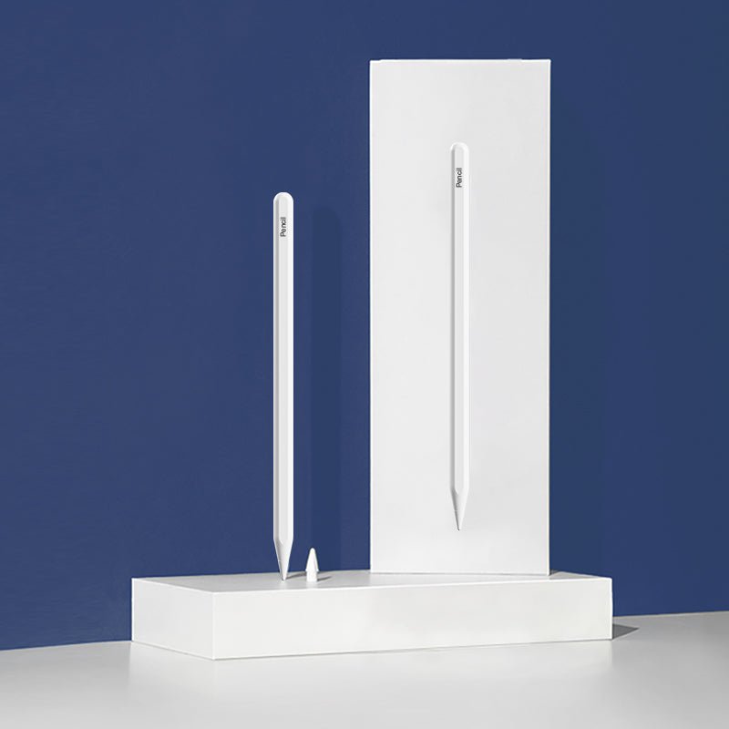 White stylus pencil packaging box with stylus on display