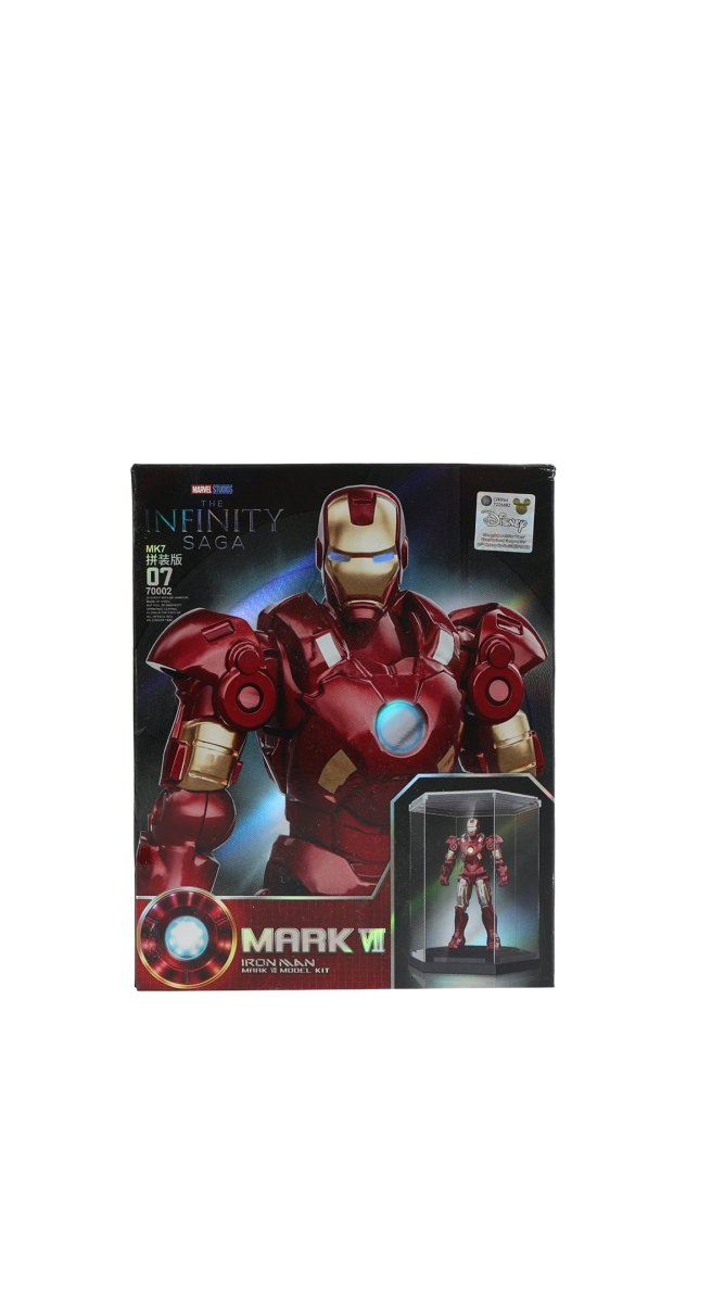 Iron Man Mark VII action figure box packaging with red-and-gold armored figure art
