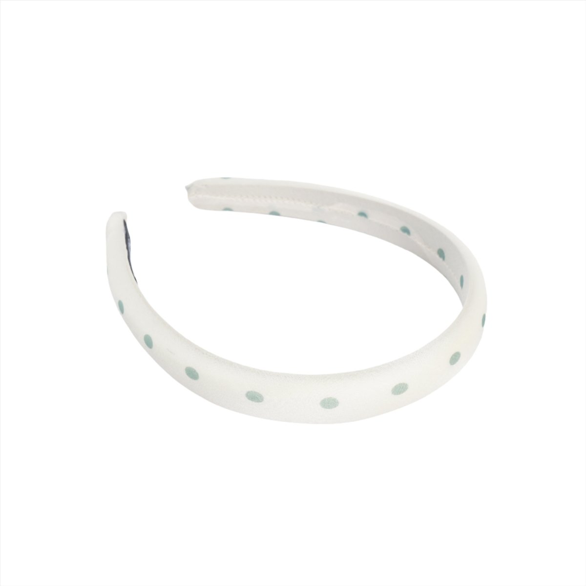 White Headband with Green Polka Dots 1