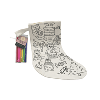 Coloring Christmas stocking in cream fabric with black line-art scenes