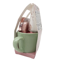 Jojoba, Vanilla & Sandalwood gift set with mint mug and included bottles