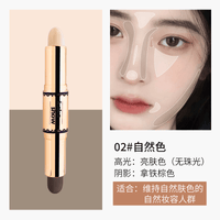 Dual contour and highlight stick shown with beige contour and highlight on face