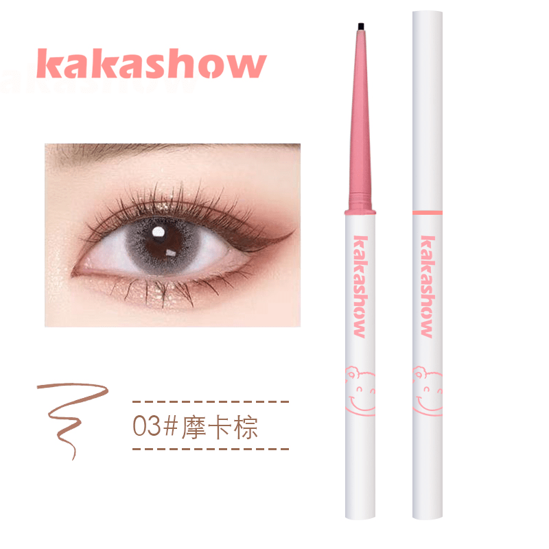 Kakashow eyeliner pencils with pink tips and white barrels, two shown