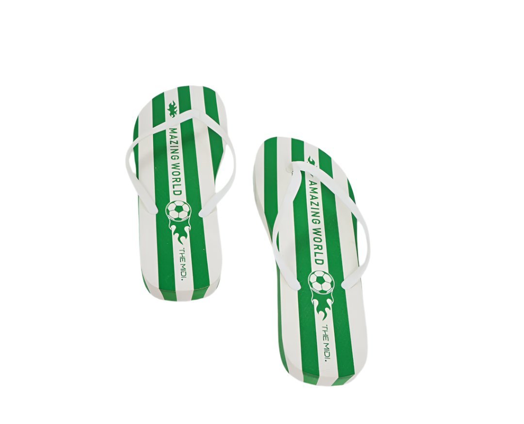 Kids' Amazing World Green Striped Flip - Flops - MIDI