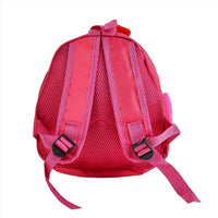 Pink kids chicken-shaped backpack with mesh back panel and adjustable straps