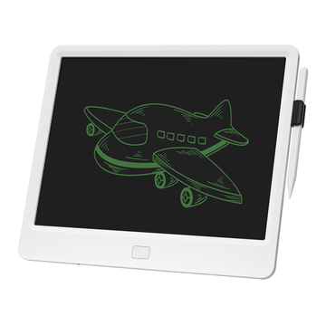 Kids electronic writing pad with airplane drawing on dark screen